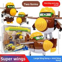 AULDEY Super Wings transformuojami žaislai, Jett & Carl rinkinys, 2 režimai Robotas, Paspauskite, kad įsižiebtų, Oficialiai licencijuotas Oficialiai licencijuotas