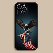 A-Amerika JAV V-Vėliava Telefono dėklas iPhone 17,16,15,14,13,12,Pro,Max,Plus,E,SE4,Air,Mini Juodas Minkštas dangtelis iPhone16PRO