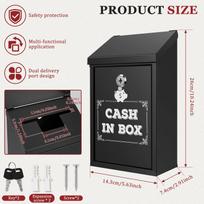 Lockable Cash Box Metal Wall Mounted Donation Box with Two Deposit Slot Waterproof Lockable Suggestion Box for Home and Office gray