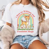 Whimsy and Feminist Rage T Shirt Trendy Women's T Rights Girl & Women Empowerment Graphic T Shirts Causal Short Sleeve Tees S beige