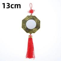 Chinese Feng Shui Yin Yang Bagua Mirror with Red Tassel Zodiac Carvings Housewarming Gift for Good Fortune Luck 13cm white