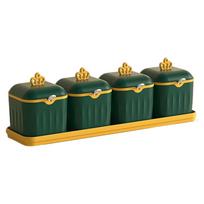 Spice Storage Box Multi Compartment Salt Pepper Shaker Home Condiment Jar black