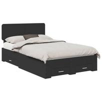 vidaXL Lovos rėmas su stalčių Juoda 135 x 190 cm Apdirbta mediena