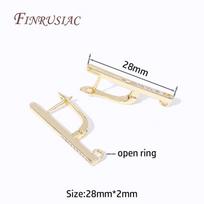 Handmade Earrings Making Supplies 18K Gold Plated Inlaid Zircon Earwires Fastener Earring Hooks Clasps For DIY Earring Accessory 1 pair beige
