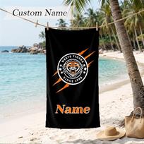 Wests Tigers Custom Name Printed Beach Towel Personalized Soft Towel For Swimming Beach Travel 80cmx160cm(31x63inch) black
