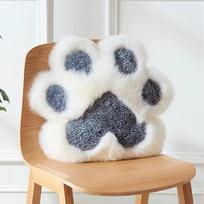 Cat Paw Shaped Plush Pillow with Insert - Cartoon Sofa Cushion Customizable balta/mėlyna
