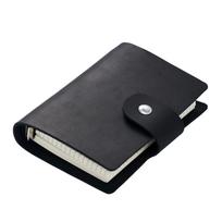 A8 Mini natūralios odos kišeninis užrašų knygutės planuoklis - Mielas, Nešiojamas, Atsiverčiantis dienoraštis. A8 Loose-leaf juoda