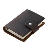 A8 Mini natūralios odos kišeninis užrašų knygutės planuoklis - Mielas, Nešiojamas, Atsiverčiantis dienoraštis. A8 Loose-leaf kava