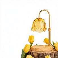 Naujas prabangus kristalinis tirpinamo vaško žvakidės-lempos laikiklis be liepsnos aromaterapijai su reguliuojamu naktiniu apšvietimu miegamojo dekoravimui 50&JP beige