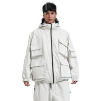 Baggy Ski Jacket for Men and Women Snowboard Coat Windproof Warm Insulation Outdoor Sports Skiing Jackets Unisex Waterproof Snow Jackets with Hood XL white