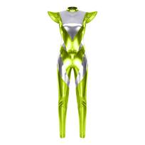 Moteriškas metalinis iriscuojantis ateivio kombinezonas su skraidančiomis rankovėmis ir leginsais Unitard kosmoso Cosplay kostiumas 3XL žalia