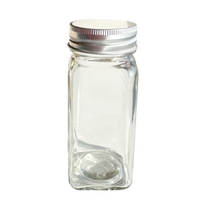 Stiklinis prieskonių indelis, 120 ml (didelės skylutės, metalinis dangtelis)
