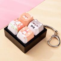 Relax Button Puppy Keycap Keychain Kawaii Mechanical Keyboard Keying Fidget Toy Keychain  Reduce Black 8 beige