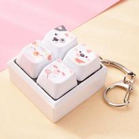 Relax Button Puppy Keycap Keychain Kawaii Mechanical Keyboard Keying Fidget Toy Keychain  Reduce White 1 white
