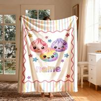 1pc Custom Name Dumpling-Themed Flannel Blanket - Large Size, Soft, Lightweight, And Warm, Suitable for All Seasons - Perfect for Bed, Sofa, Office, C 150X180CM