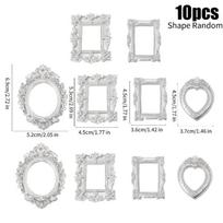 10/30PCS Mini Vintage Resin Picture Frame Small Picture Frames Antique Silver Gold Frames for Dollhouses Ornaments Wall Hanging 30pcs(3sets) white