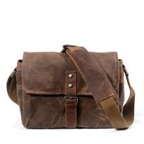 Vintage Canvas Camera Bag DSLR Single Shoulder Crossbody Waterproof Durable Travel Photography Unisex Coffee Brown