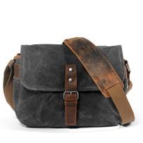 Vintage Canvas Camera Bag DSLR Single Shoulder Crossbody Waterproof Durable Travel Photography Unisex Dark Gray black