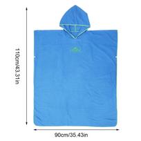 110x90cm Surfing Changing Robe, Hooded Towel Poncho, Microfiber Wetsuit Beach Quick- Poncho Swimming šviesiai mėlyna spalva