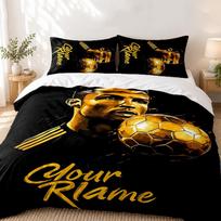 Cristiano Ronaldo Custom Name 3pc set Perfect for bedroom use Comfortable bedding set includes a duvet cover and two pillowcases Ideal birthday or Chr 135cmx200cm brown