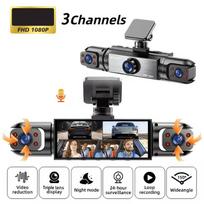 360° Panoramic Dash Cam with 3/4 Lens 3.16-inch Quad Split Screen Ultra Night Vision G-Sensor Loop Recording 24hr Parking Monito 3 Lens