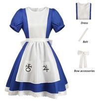 Alice Madness Cosplay Costume Game Alice Maid Dress Socks Halloween Party Performance Outfits for Women Girls L white