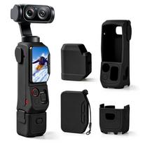Camera Full Protective Kit for Insta360 Luna Ultra Silicone Body Lens Battery Case Tempered Glass Screen Protector Black Orange juoda