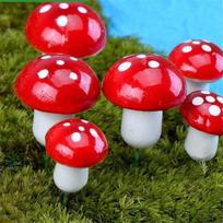 20 vnt putplasčio miniatiūrinių grybų amatų sodo gėlių vazono mini dekoracija 20 red pink