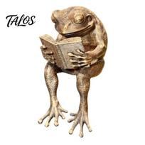 Modern Shelf Decor for Living Room Reading Frog Figurine, Bookends Bookshelf Decor, Resin Ornament Exquisite Birthday Gift Friends Home Office Frog brown