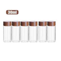 6 VNT. 10/20/30 ML Medinio Dangtelio Mini Stikliniai Buteliukai Skaidrūs Maži Prieskonių Indeliai Biurui S brown