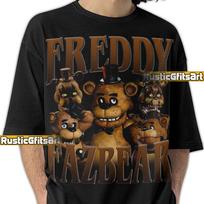FREDDY FAZBEAR FNAF Shirt, Five Nights At Freddy's Custom T-Shirt, FNaF Vintage Bootleg Tees, Freddy Fazbear Five Night At Freddys Fans Gift S brown