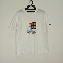 Vintage 90s Japan Microsoft Windows/Apple Promo Tshirt 4XL gray