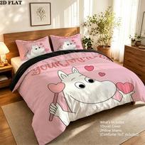 Custom Name,Moomins Pattern Bedding Home Decoration Birthday Gift ( 1 duvet cover + 2 pillowcase, without core),fan merchandise. 200x200cm gray