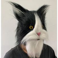 Balta Juoda Katė Gyvūno Galvos Kaukė Latekso Kostiumas Helovinas Cosplay Šalis Black White Cat