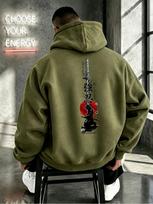 Men's Spartan Warrior Hoodie with Spartan Helmet Emblem & Lion - Double-Sided Greek Lettering Print Sweatshirt, Hooded Pullover fo L gray