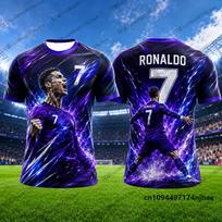 New Arriavl Special Ronaldo No.7 Print Soccer Jersey For Men T-shirt Summer Sports Tees Casual Kids/Adult Tops XS blue