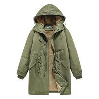 American Retro M51 Mid-Length Windbreaker Parka with Hood Coat  Amish Cotton Long Coat for Men Fall Winter M gray