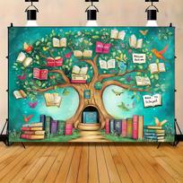 Žinių Medžio Sieninė Gobelenas Magiška Biblioteka Knygų Kampelis Dekoras Fantazijos Miškas Skaitymo Kampelis Gobelenas Miegamajam Svetainei 100X70CM brown