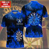 Personalized Name Darts 3D Full Printed Unisex Polo Shirt Uniform Dart Team Sleeveless T-Shirt L blue