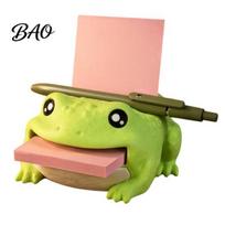 Planning Accessories Frog Note Holder, Creative Desk Organizer with Pen Stand And Memo Teacher Gift Dispenser, Cute Animal Stationery Storage Case for Frog yellow