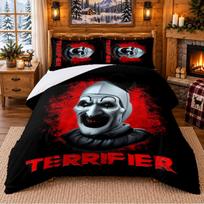 Terrifier Art the Clown Pattern Bedding 3Pcs Set Bed Sheet And Pillowcases For Indoor Bedroom 140cmx200cm