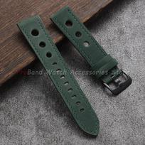 Vintage Leather Watch Strap 18mm 20mm 22mm 24mm Breathable Bracelets Pin Buckle Watchband Soft Business Unisex Watch Accessories 20mm žalia