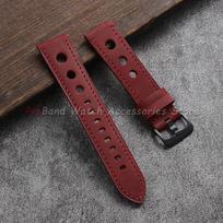 Vintage Leather Watch Strap 18mm 20mm 22mm 24mm Breathable Bracelets Pin Buckle Watchband Soft Business Unisex Watch Accessories 24mm raudona