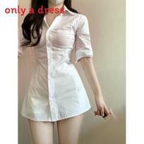 Sexy Girl Style Shirt Dress With Pleated Design And Splicing For Dating And Travel XL balta