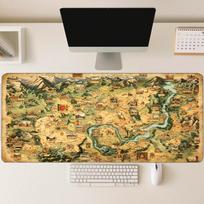 Vintage Fantasy World Map Mountain River Large Gaming Mouse Pad Xxl Desk Mat Nonslip Stitched Edge For Adventure Desk Pad 800x400x2mm