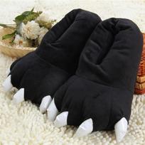 Dinozaurų pliušinės letenėlės šlepetės vaikams - Jaukūs animacinių filmukų medvilniniai namų batai Size 30-33 black