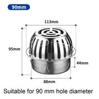 Stainless Steel Floor Drain Strainer Anti-Clog Drainage Strainer New Drain Cover  Garden 90mm gray