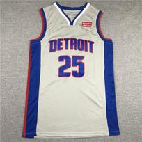Detroit Pistons Basketball Jersey 25 Derrick Rose 33 Blake Griffin 10 Andre Drummond Thomas Rodman Embroidered Cotton XXL white