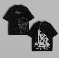 Anime Bleach Urahara Kisuke Peripherals Vintage Washed Cotton Tshirt Streetwear Fashion Men Women Oversized Top Summer New Tee 2XL gray