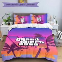 3pcs Game Grand Theft Auto pattern bedding set duvet cover set includes duvet cover &pillowcases, perfect all season bedroom decoration & gift 135cmx200cm purple
